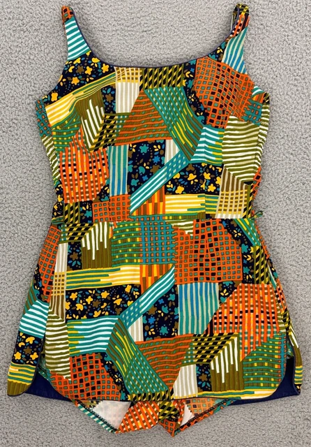 Vintage Atkins Swimsuit Womens Medium Pin Up Rockabilly 60s 70s Playsuit Skorts