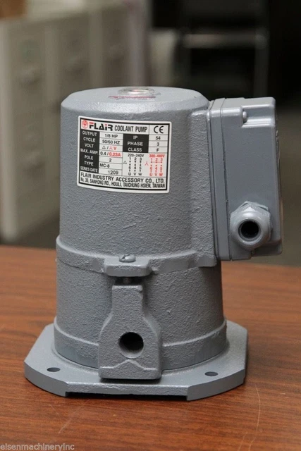 1/8 HP Cast Iron Suction-type Coolant Pump, 220V/440V, 3PH, 3/8" outlet, FLAIR