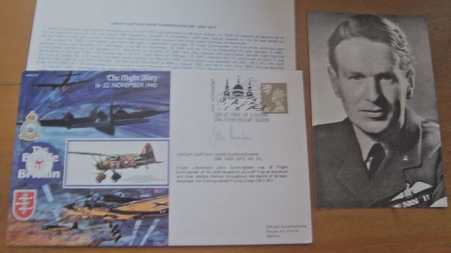 Rafa I9 Battle Of Britain Pilot Group Captain John Cunningham Signed Cover