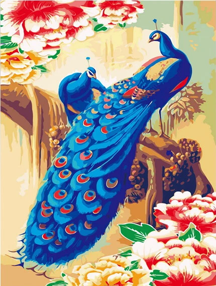 Beautiful Gorgeous Blue Peacock HP Design Needlepoint Canvas J#31