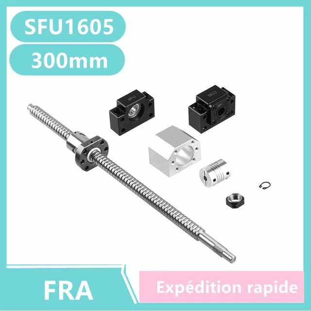 300mm Vis à billes SFU1605 Palier fixe/accouplement/ logement décrou set CNC FR