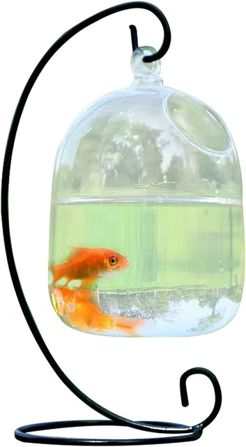Desk Glass Hanging Fish Bowl Tank with Stand Fish Homes Small Table Glass Fish B