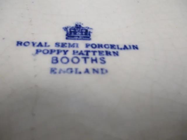 Booths Platter Royal Semi Porcelain Oval Poppy Pattern Blue & White 42cm X 32cm 3