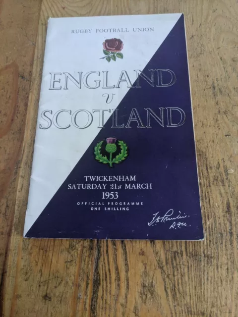 1953 ENGLAND v SCOTLAND RUGBY FOOTBALL UNION PROGRAMME