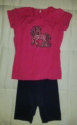 Girl's Lot of 2 Short Sleeve Graphic T-Shirt & Shorts Mixed Lot Size 5-6
