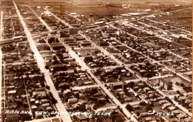 Harlingen Texas Real Photo Postcard Airplane View  1930s