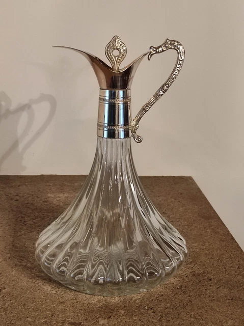 CARAFE À VIN / Pichet à Bec forme de Canard Métal Argenté Années 60 Art