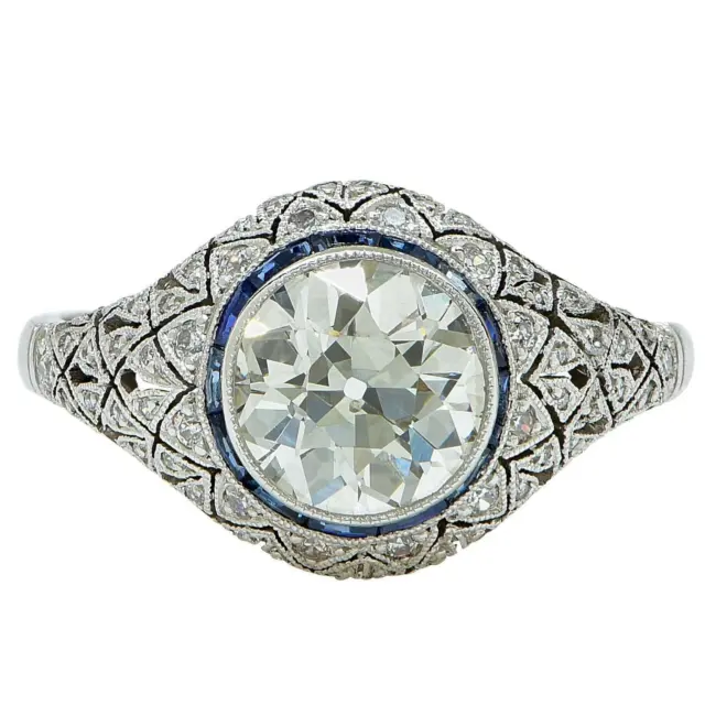 2.77 cts Round Cut Lab Created Diamond Vintage Art Deco Engagement Wedding Ring