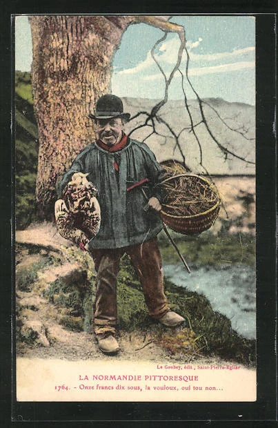 CPA La Normandie Pittoresque - Onze francs dix sous..., Greis en costume typiqu