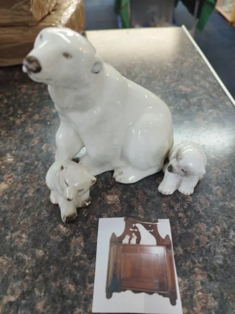 Branksome china pottery Polar Bear Set Of Mum And Two Cubs