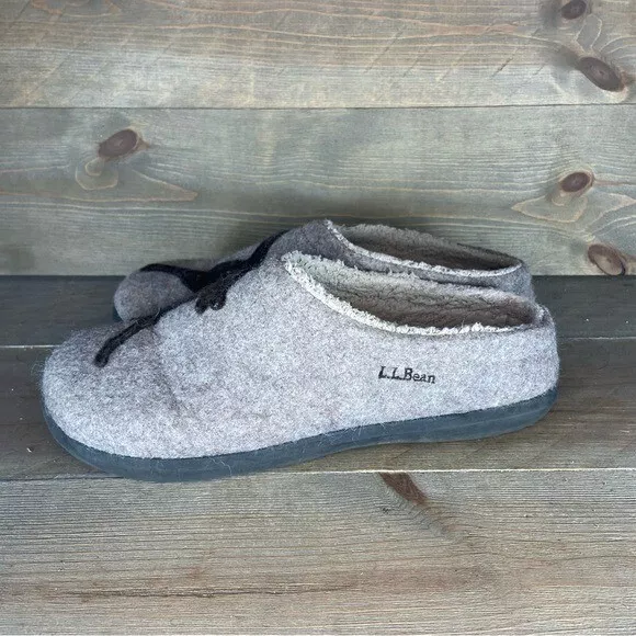 Ll bean daybreak scuff Womens size 10 slippers gray dog comfort slip on shoes