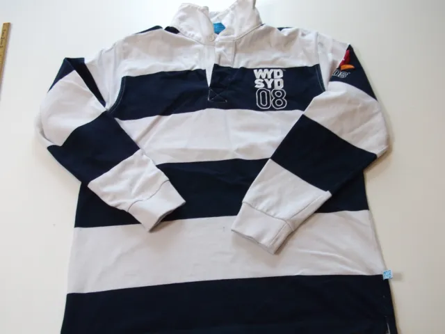 Aussie rugby Shirt Boys 38" Chest Striped World Youth Day Sydney 2008 Benedetto