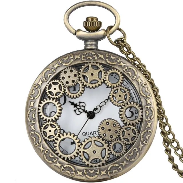 Vintage Mens Quartz Bronze Steampunk Pendant Chain Retro Pocket Watch Women Gift