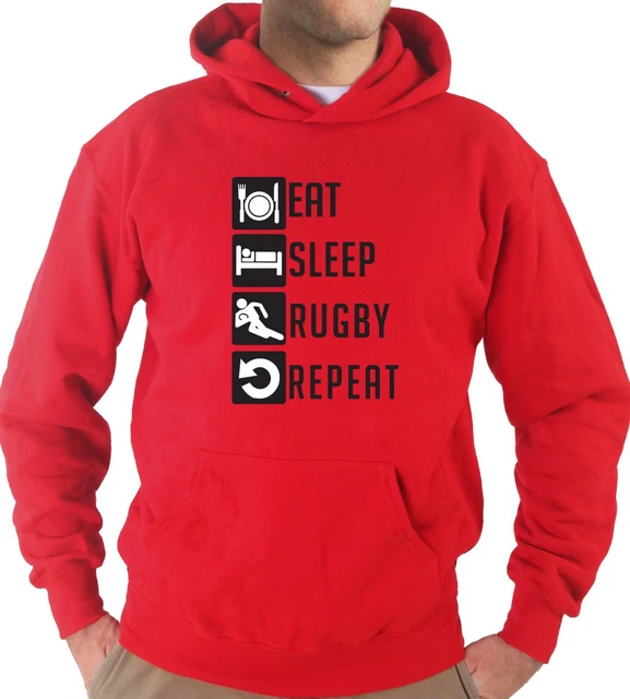 Felpa Con Cappuccio J2484 Eat Sleep Rugby Repeat idea Regalo