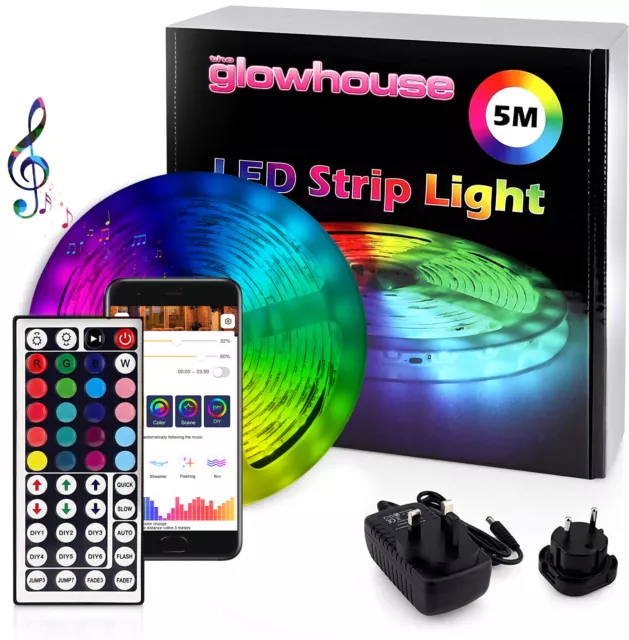 LED Strip Lights 5M RGB Colour Changing Flexible Tape Lighting SMD5050 DC12V