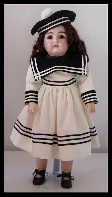 robe & béret poupée ancienne SFBJ Jumeau Kestner Halbig dress & hat antique doll