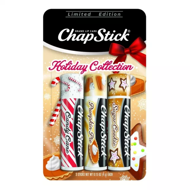 ChapStick Holiday Collection Lip Balm 3-pack Sugar Cookie Candy Cane Pumpkin Pie