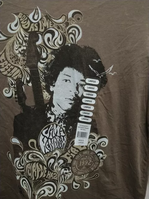 JIMI HENDRIX Rock & Roll Hall of Fame Inductee Museum Brown Tee, Men's L, New 2