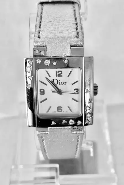 Christian Dior RIVA  Diamond Bezel Quartz Silver Dial Ladies Watch D98 1014