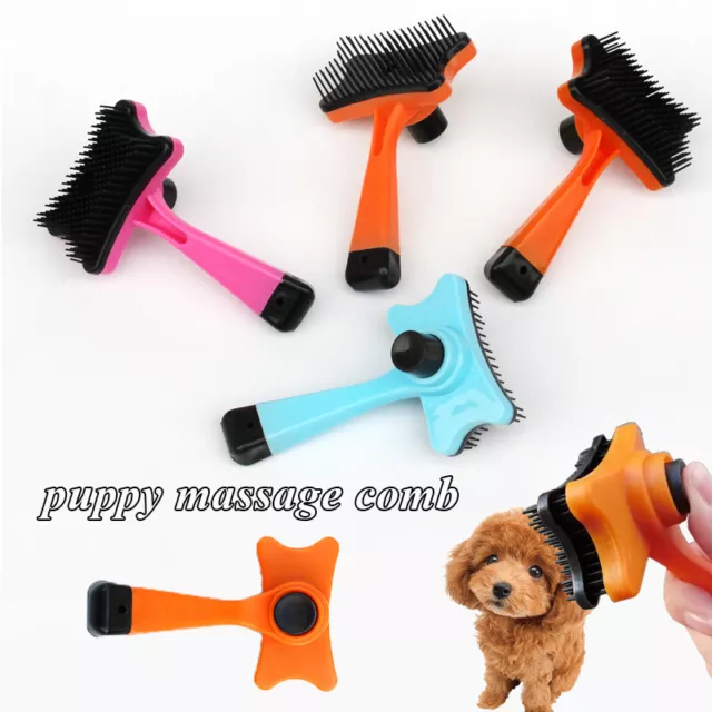 Self Cleaning Pet Dog Cat Slicker Brush Grooming Brush Comb Shedding Tools CA