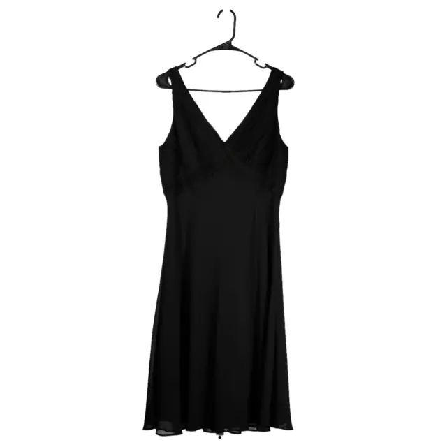 Chaps Ralph Lauren Women's Dress Black V-Neck Sleeveless Cocktail Fit Flare 12