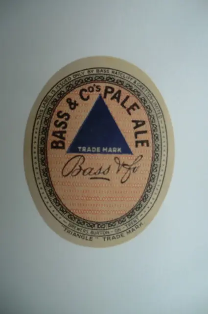 Mint Bass Burton Pale Ale Blue Triangle  Brewery Beer Bottle Lable