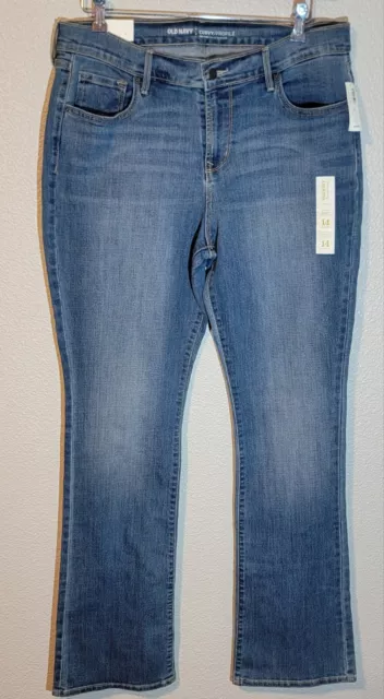 old navy jeans womens size 14 long curvy bootcut mid rise stretch denim blue