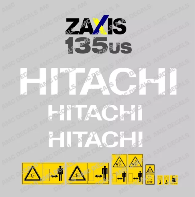 Hitachi Zaxis 135US Digger Autocollants Décalc avec Sécurité Avertissement Signs
