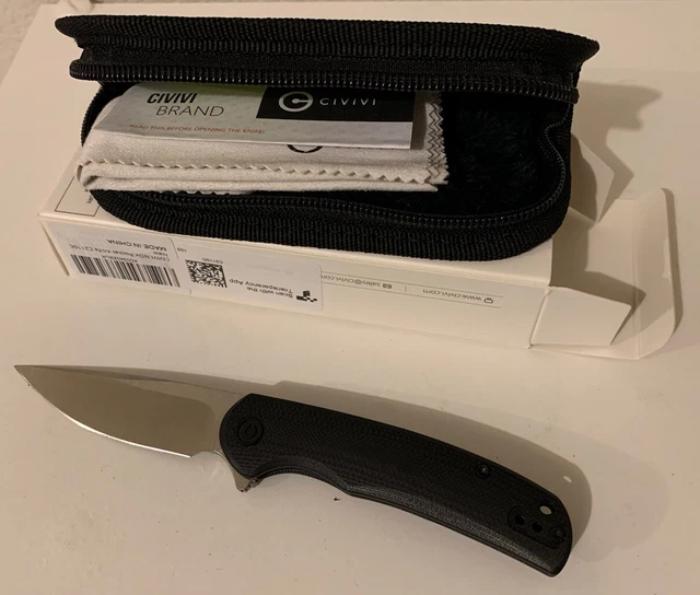 Civivi NOx Folding Knife Black G10/SS Handle Nitro-V Plain Satin Blade-Custom