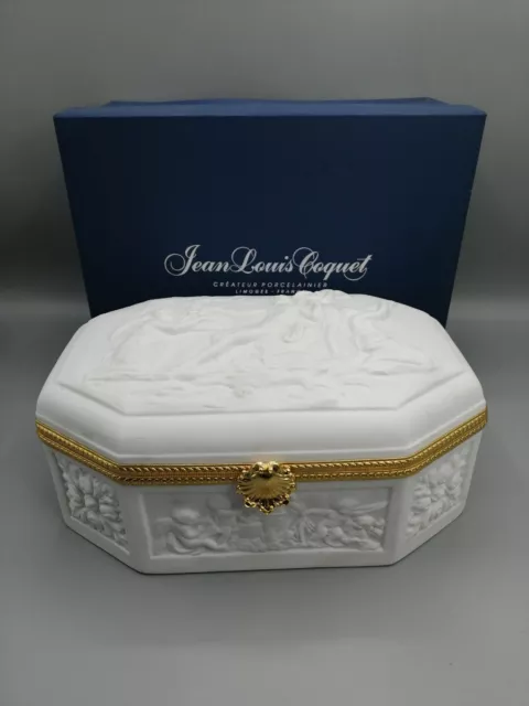 Jean Louis Coquet Limoges Schmuckdose 25 x 16 x 12 cm Bisquitporzellan