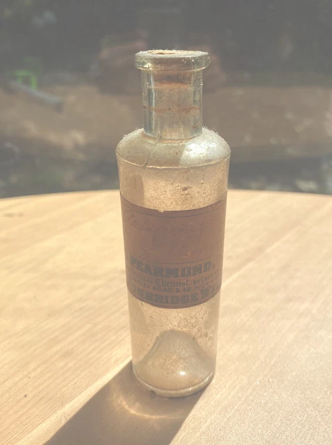 Vintage Bottle, medium size, clear glass