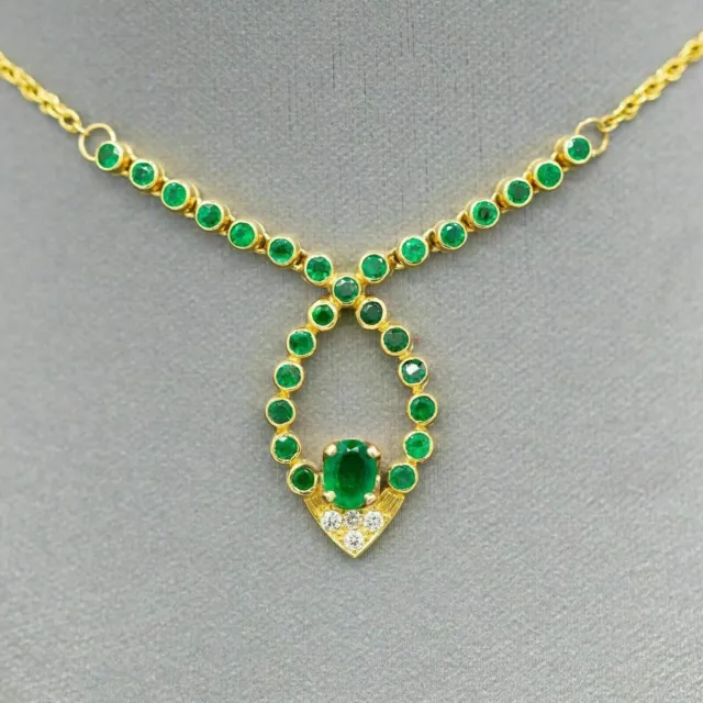 5 Ct Oval Cut Simulated Green Emerald Women's Necklace 14K Yellow Gold Plated