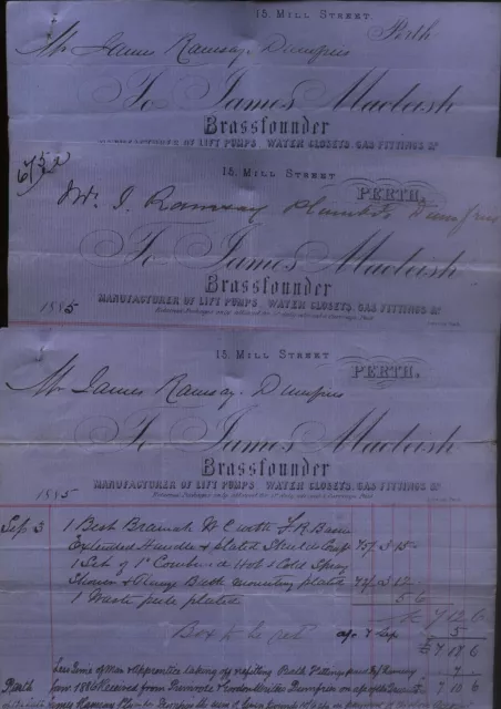1885 Perth, James Macleish Brassfounder, Bilheads To Mr. J. Ramsay, Dumfries