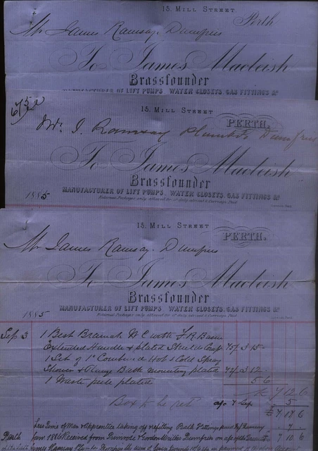 1885 Perth, James Macleish Brassfounder, Bilheads To Mr. J. Ramsay, Dumfries