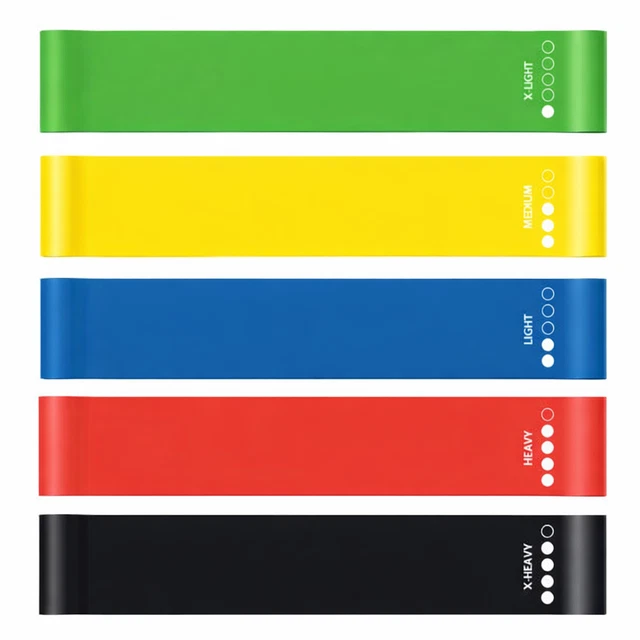 Lot De 5 Bandes De Résistance TPE – Niveaux XS à XL, 150x15cm, Pour Yoga, Pilates, Muscu
