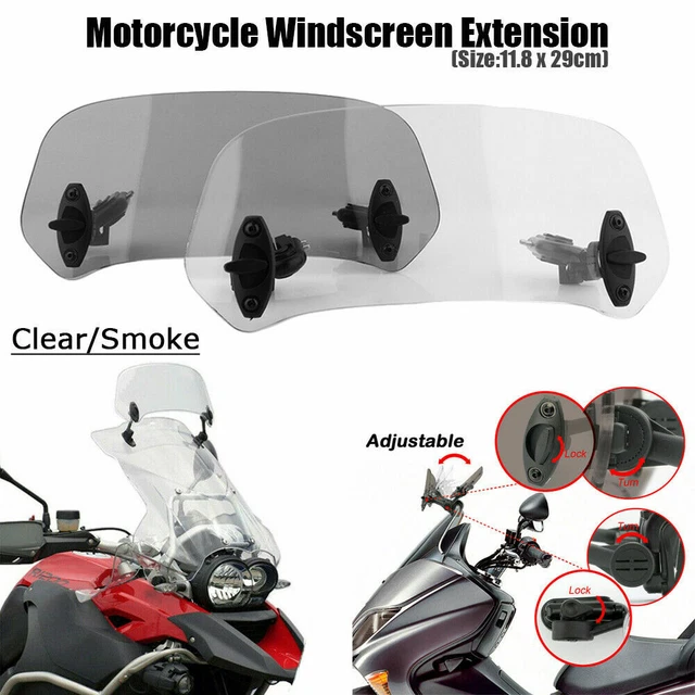 Déflecteur Vent Universel Pour Moto - Clip Sur Pare-brise, Réglable, Transparent - Réduit Le Bruit Et La Fatigue