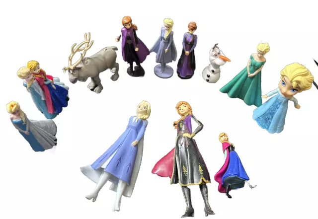 Disney Frozen Lot of 12  Figurines ANNA ELSA OLAF SVEN 2-5 Inches