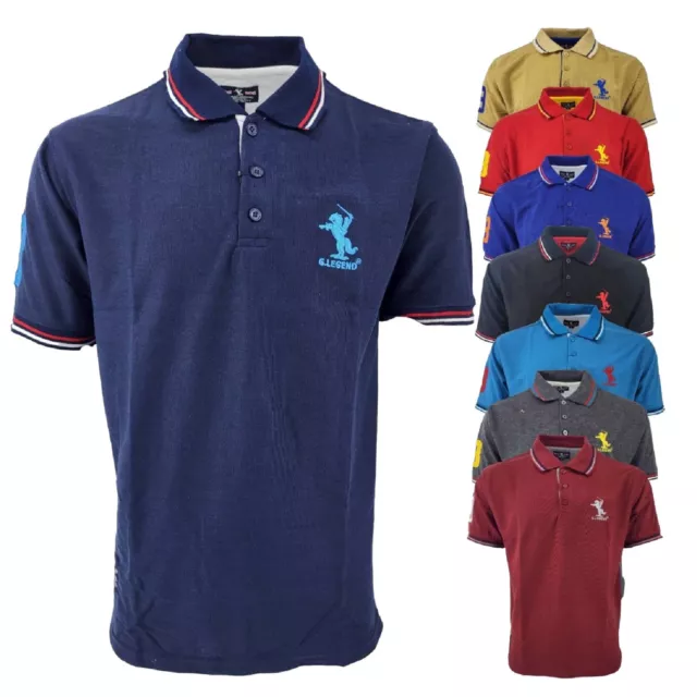 New Mens Polo Shirt T-Shirt Top Tee Short Sleeve Contrast Colours S M L XL XXL