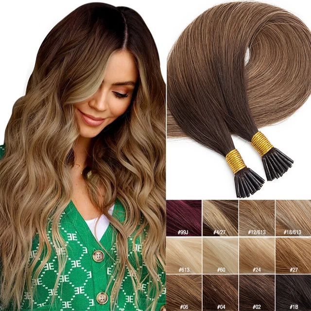 I Tip Remy Human Hair Extensions Cold Fusion Pre Bonded Keratin Stick In Hair US