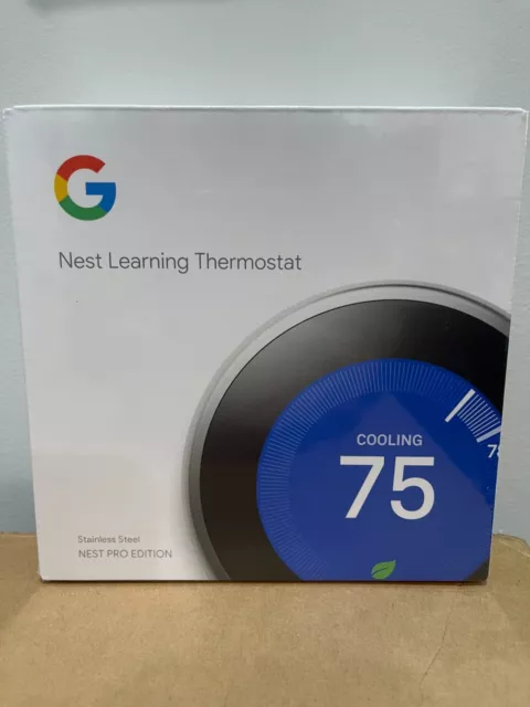 GOOGLE Nest Learning Thermostat Stainless Steel NEST PRO EDITION T3008US NEW