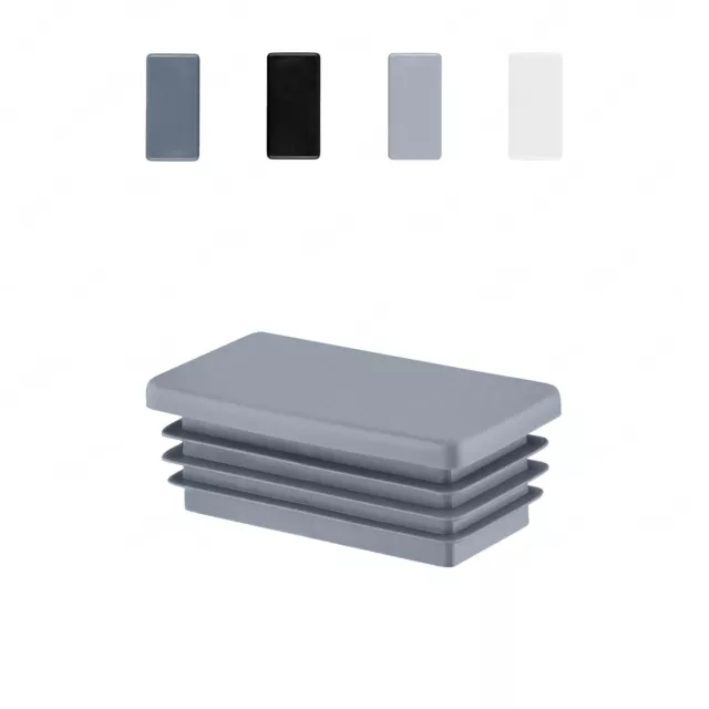 Bouchon pour tube rectangulaire dimensions de 20x10 mm à 150x100 mm gris