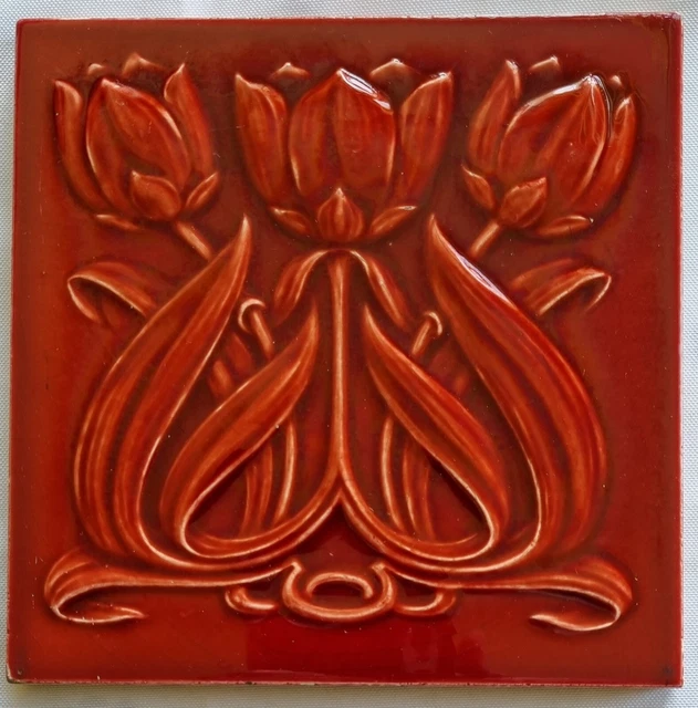 Art Nouveau Majolica Tile. Marsden. Date 1905.