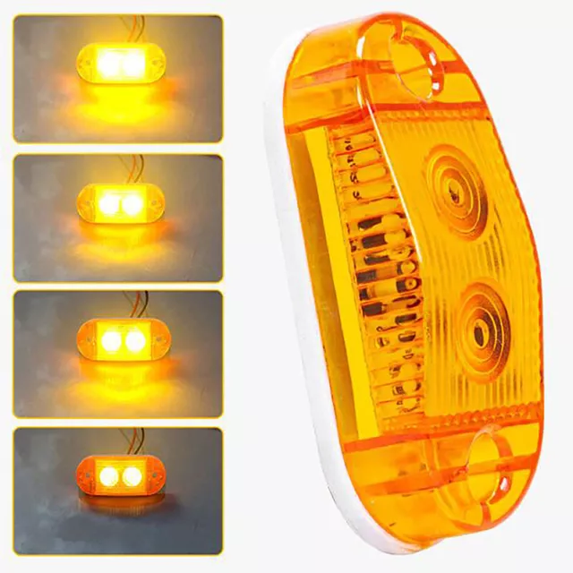 Led Clearance Lights 2 Beads Side Marker Lamp Trailer Truck Rv Red Amber White-w