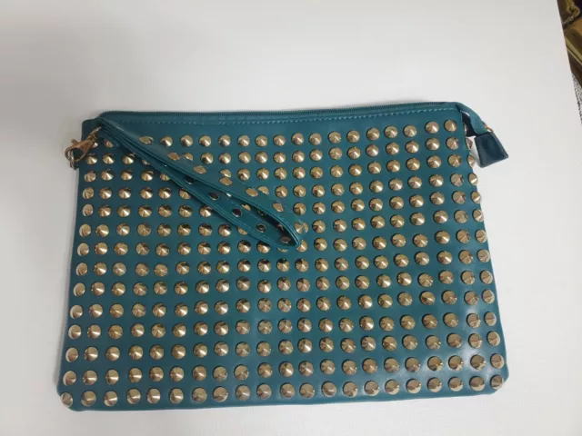 Studded Faux Leather Clutch