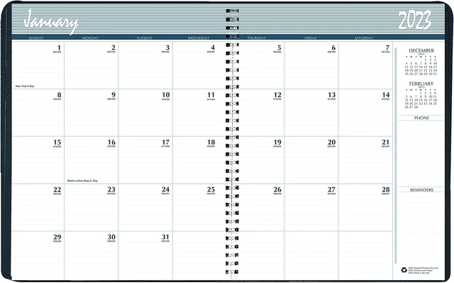 HOUSE OF DOOLITTLE 2023-2024 Two Year Calendar Planner, Monthly, Black