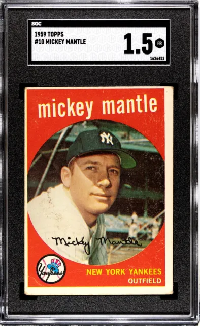 1959 Topps Mickey Mantle #10 HOF New York Yankees SGC 1.5