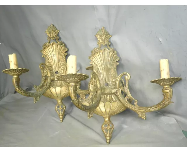 Pair Vintage European French Style Empire Brass Wall Sconce Light Neoclassical