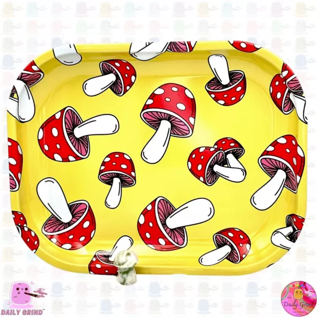 Cute Mushroom Pattern Shrooms - Metal Herb Table Tidy Tray Cute Gift  14x18cm