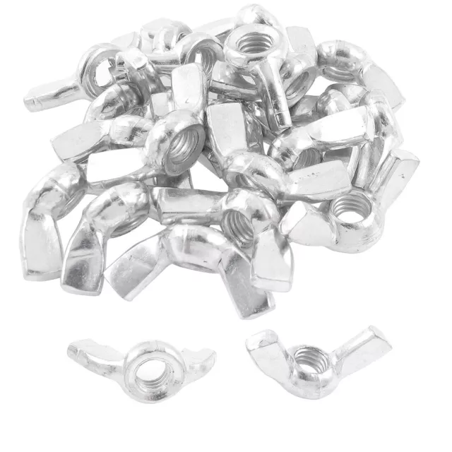 M6 6mm metallo Filettatura dado alettato farfalla dadi ad aletta 24pz