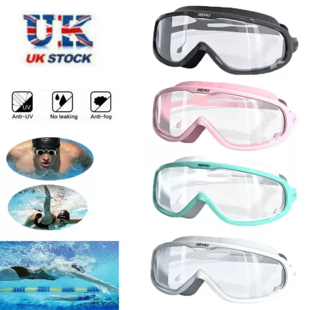 Anti Fog Swimming Goggles Adults Waterproof Large Frame Swim Diving Eyewear UK